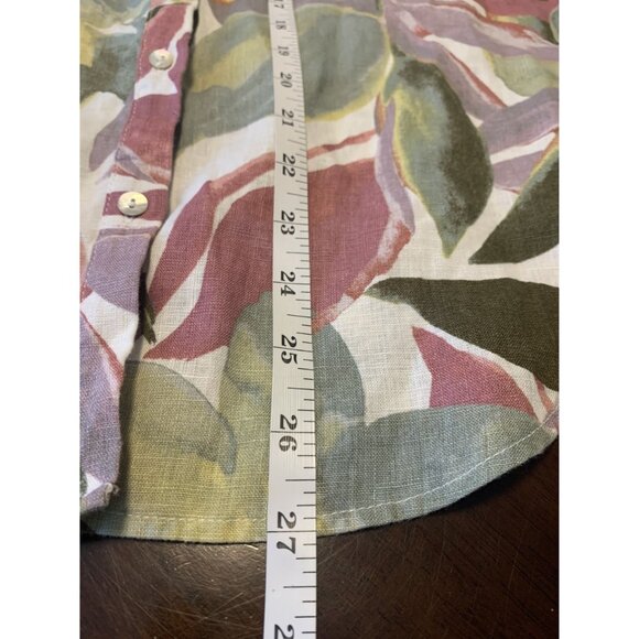 Tahari Floral Linen Sleeveless Coastal Grandma Blouse Size M Lightweight - Picture 5 of 7